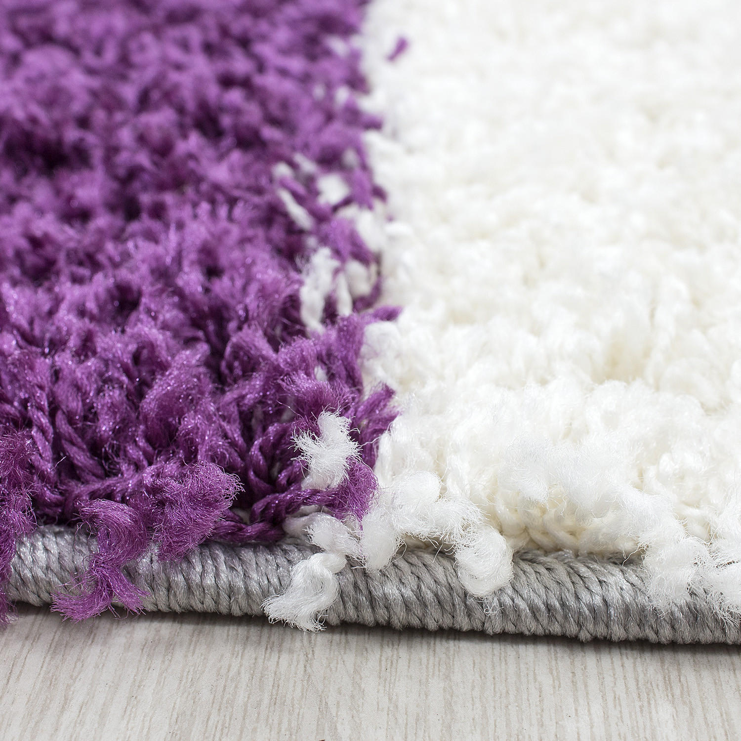 TEPPICH Hochflor Karo Polypropylen Wohnzimmer Shaggy Violett Läufer 80x250 - Lila, Textil (80/250cm) - KADIMA DESIGN