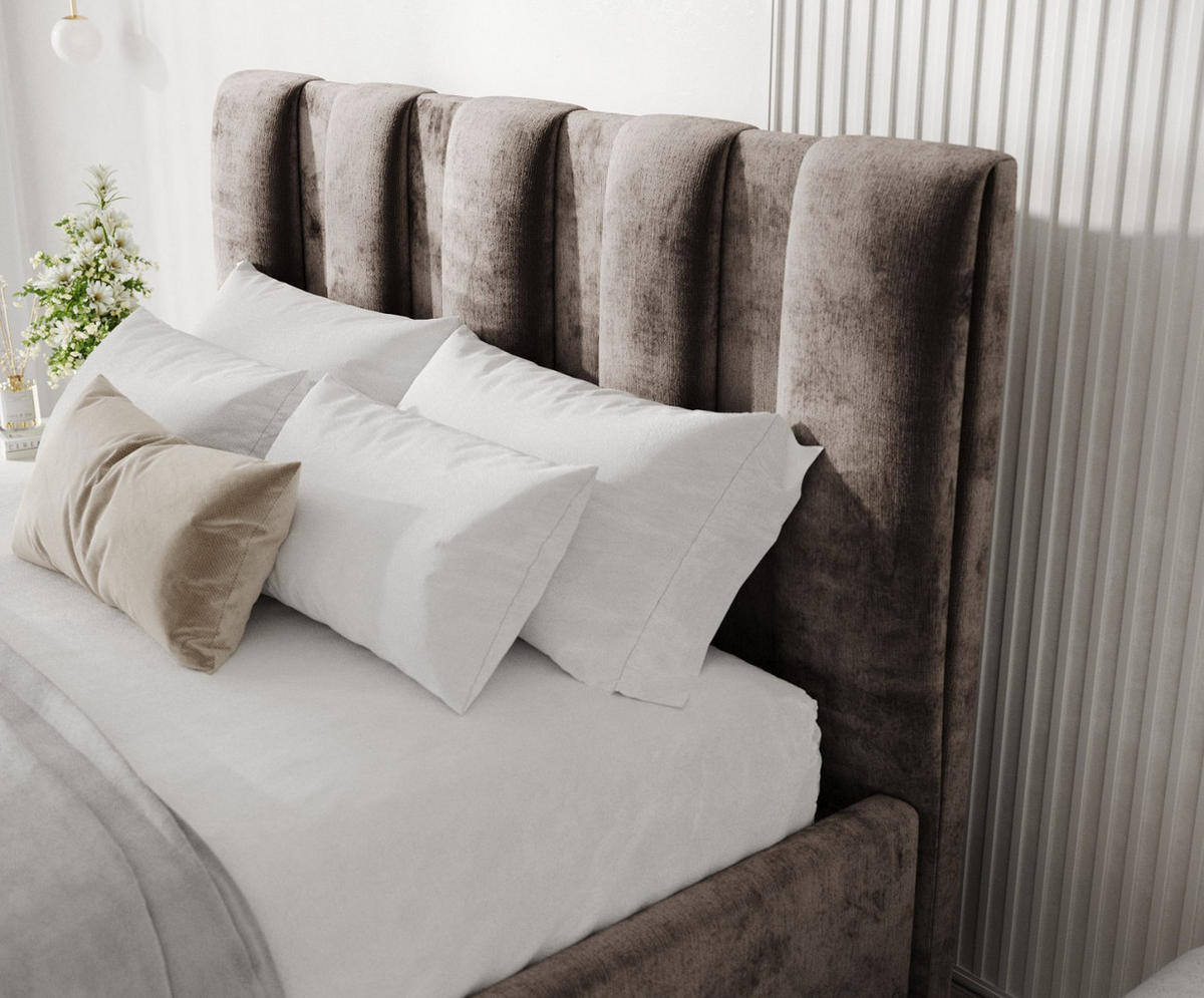 POLSTERBETT Loom 180/200 cm Braun im Lotta Stoff - Naturfarben/Braun, Holz/Holzwerkstoff (180/200cm) - AltaBeds