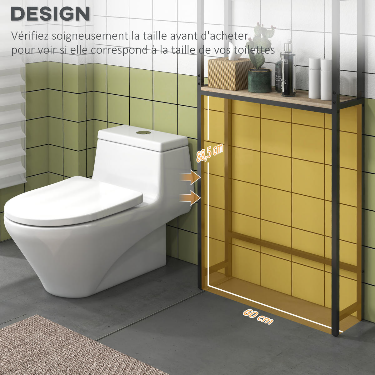 BADEZIMMERREGAL DE-15877 industrieller Stil Eichenoptik - Naturfarben, Holzwerkstoff (19/178/64cm) - ComfortXL