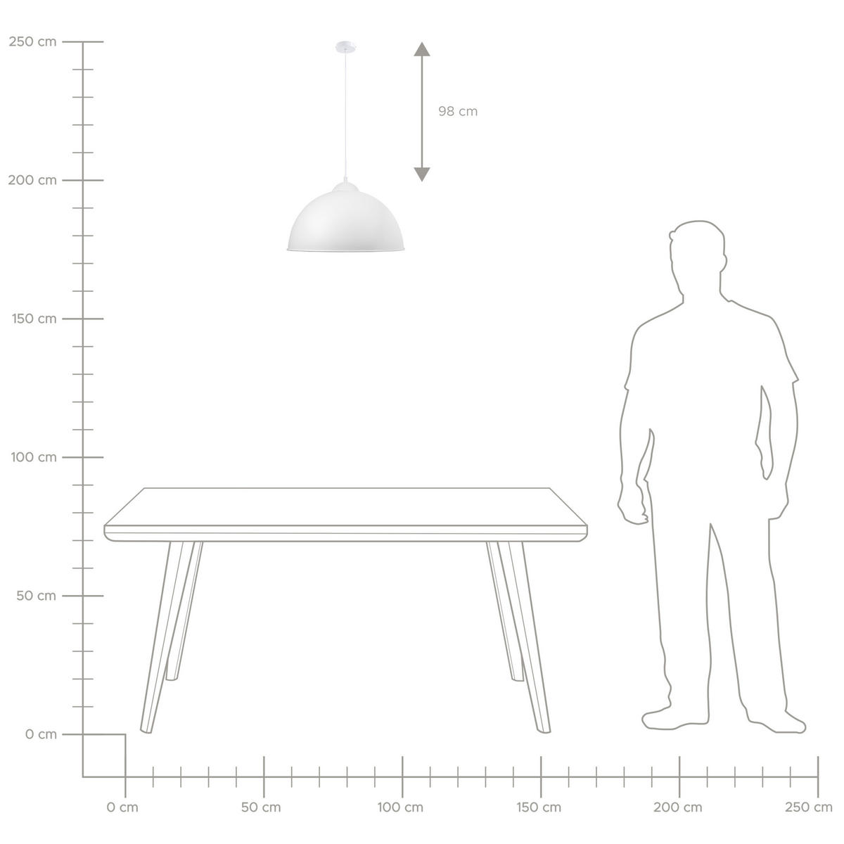 HÄNGELEUCHTE Cetina 40/40/129 cm - Weiß, Metall (40/40/129cm) - Beliani
