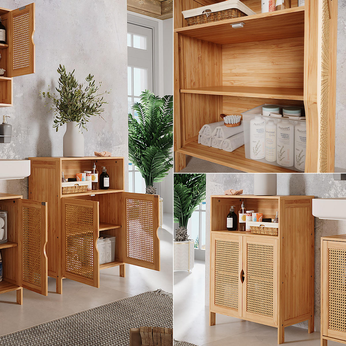 MIDISCHRANK Liora Bambus 60 x 80 cm - Braun, Holzwerkstoff (60/80/29cm) - Vicco