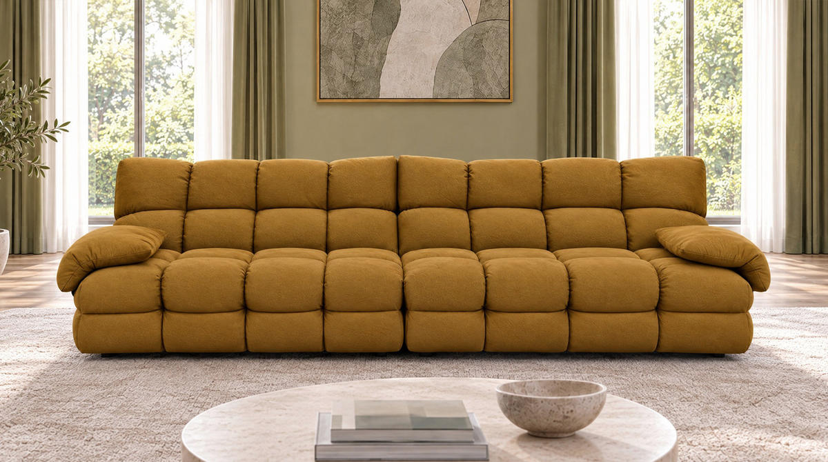 SOFA AMIA Braun Velvet - Dunkelbraun/Schwarz, Kunststoff/Textil (290/86/108cm) - KAWOLA
