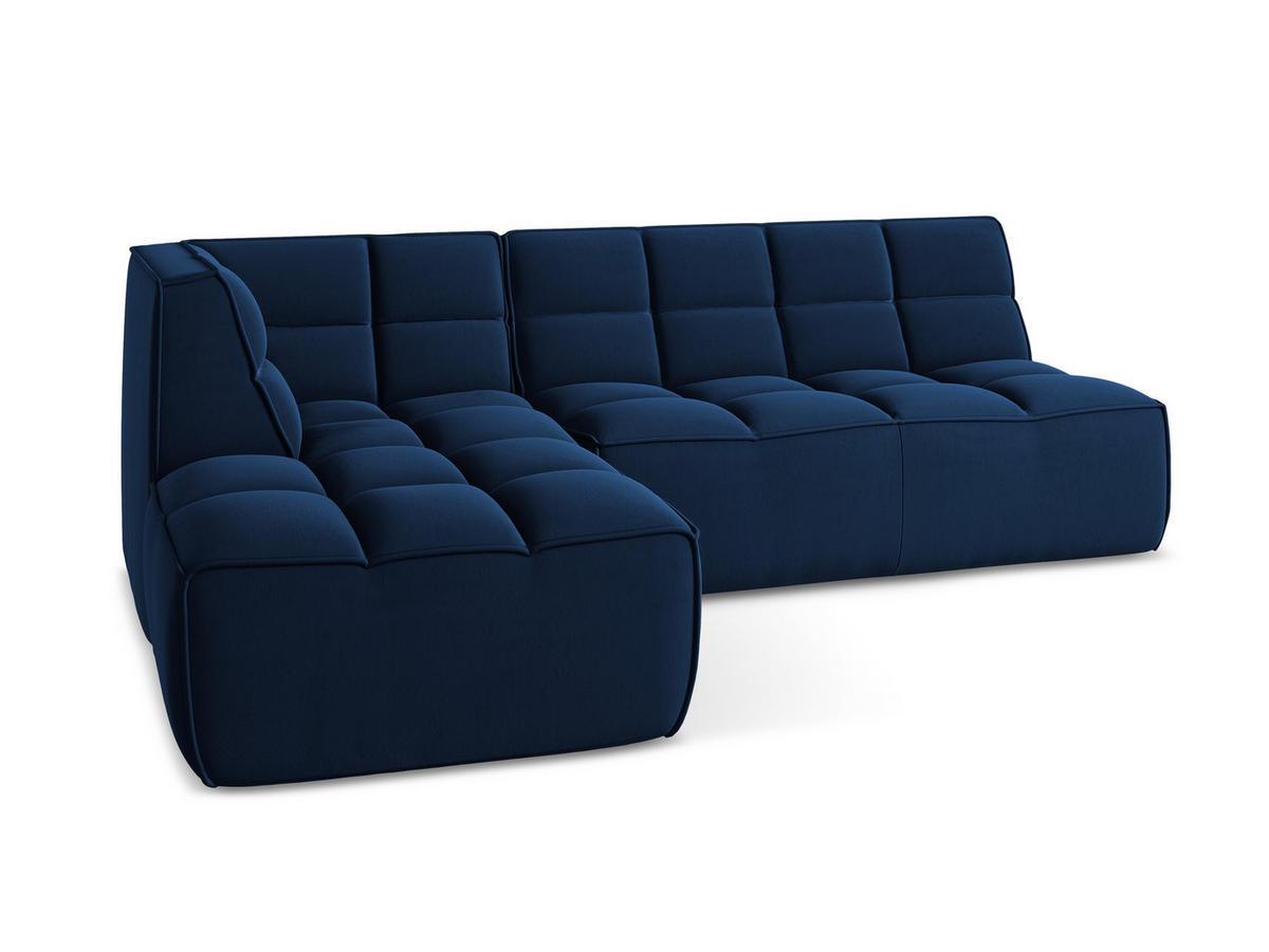 ECKSOFA Beidseitig Samt Stoff Blau - Blau/Schwarz, Kunststoff/Textil (258/178cm) - Makamii