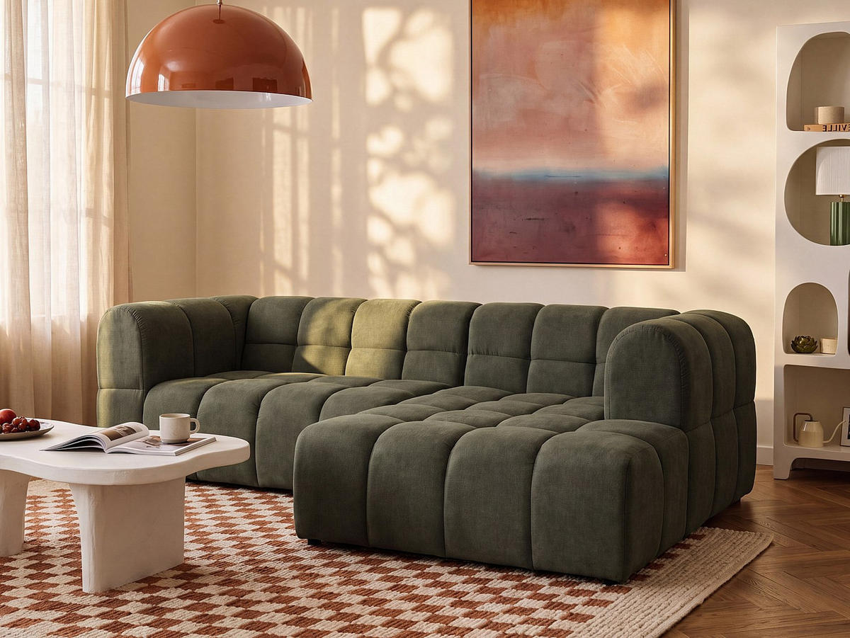 SOFA - 3 Personen - stoff - khaki Rimalo - Schlammfarben, Textil (272/75/162cm) - Vente-Unique