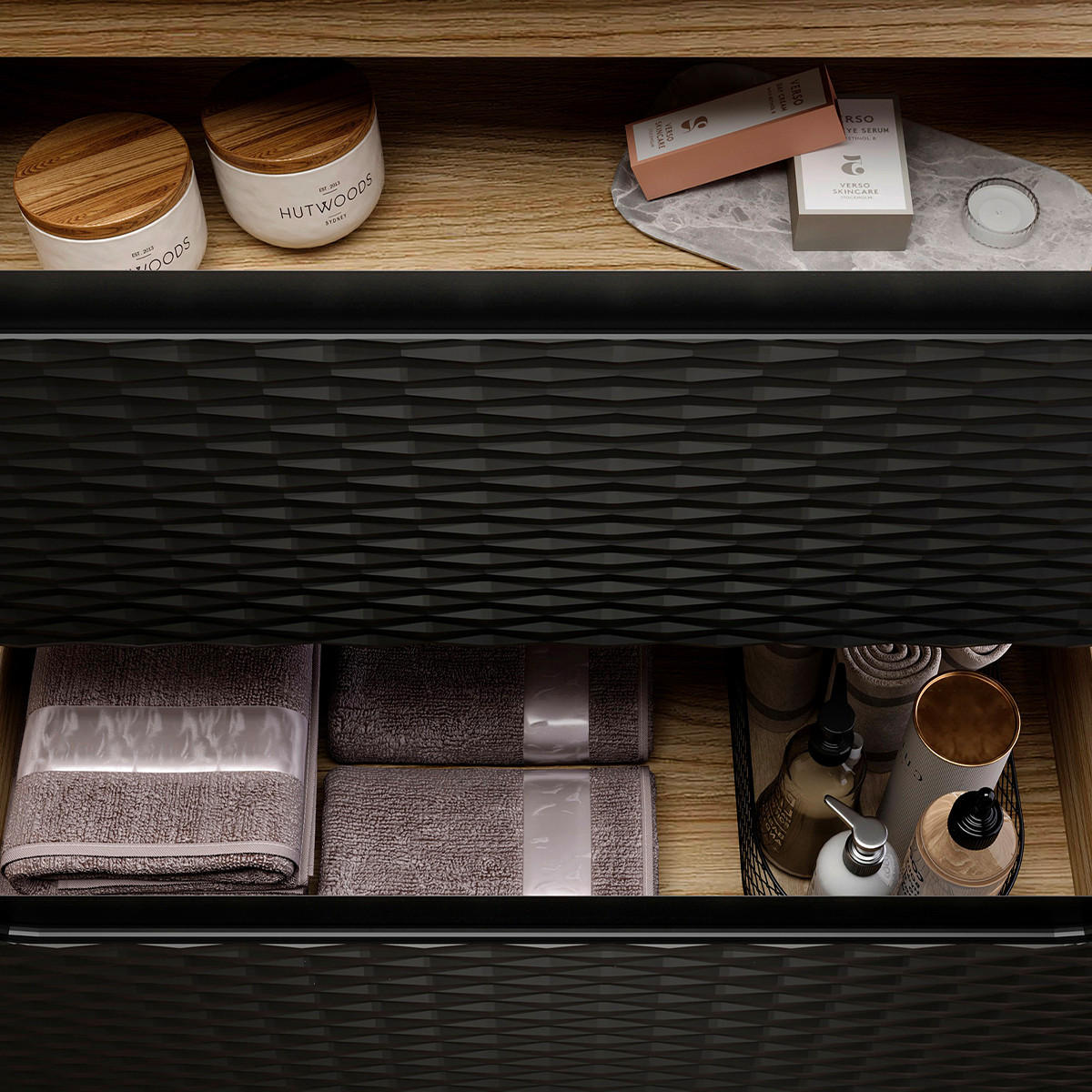 WASCHTISCH 120cm Elora Schwarz und Holz - Schwarz, Holzwerkstoff (120/57/46cm) - Petits-meubles