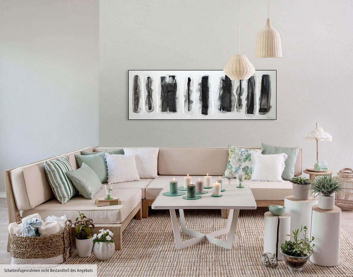 ACRYLBILD HANDGEMALT 150/50 cm - Schwarz, Holz/Textil (150/50cm) - KUNSTLOFT
