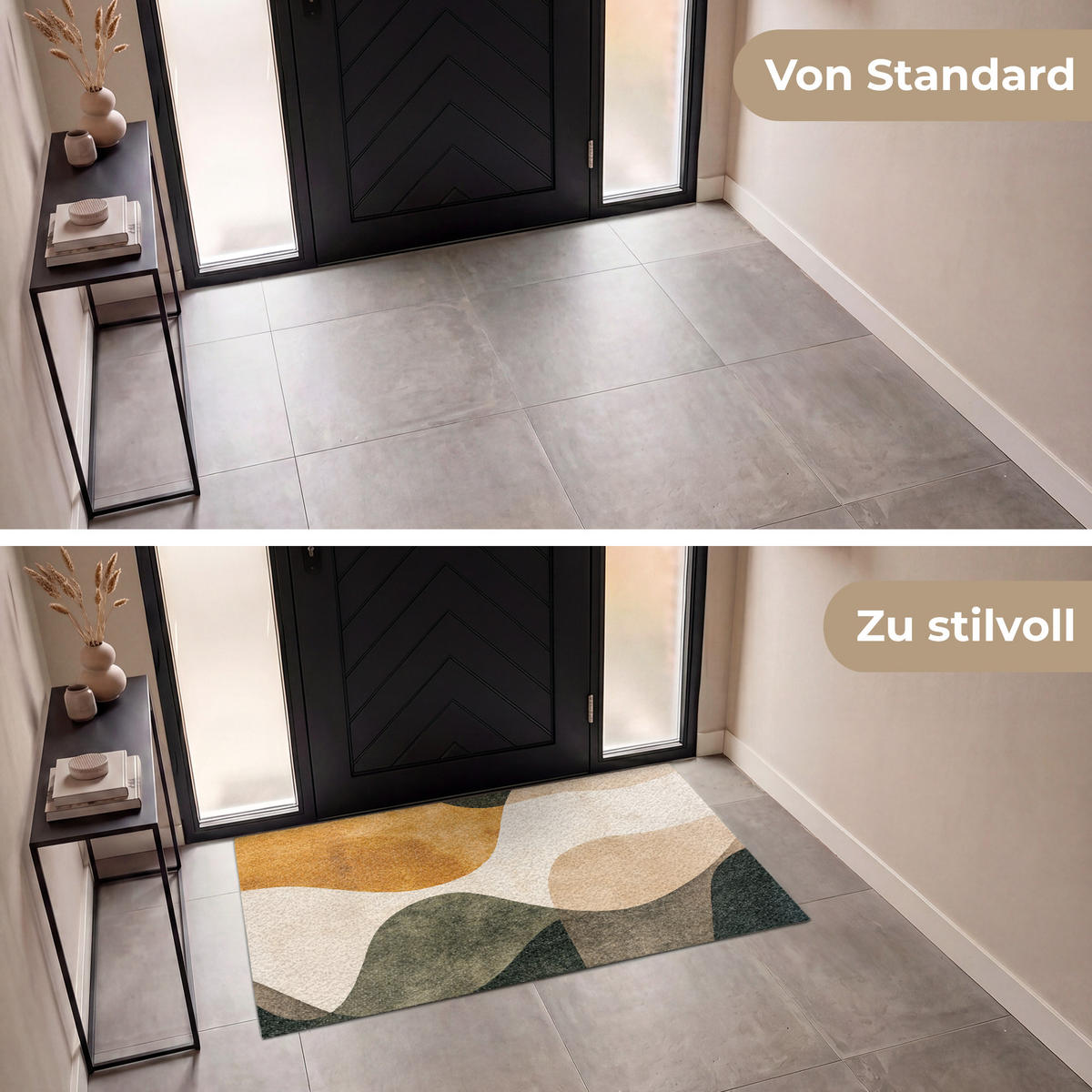 FUSSMATTE Formen - Ockergelb - Abstrakt Flurteppich 150x90 cm - Multicolor, Kunststoff (150/90cm) - MuchoWow