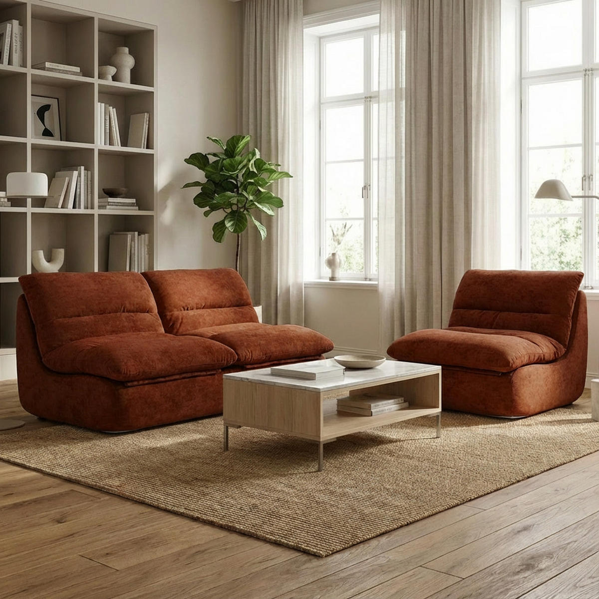 SITZGARNITUR Nuvia Sofa und Sessel Schokolade und Schokolade - Dunkelbraun, Textil (160/73/100cm) - COCO Living