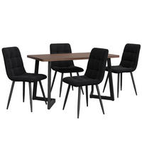 ESSGRUPPE DE-38963 117/68 cm Tisch mit 4 Stühlen Walnuss/Schwarz - Schwarz, Holzwerkstoff (117/75/68cm) - ComfortXL
