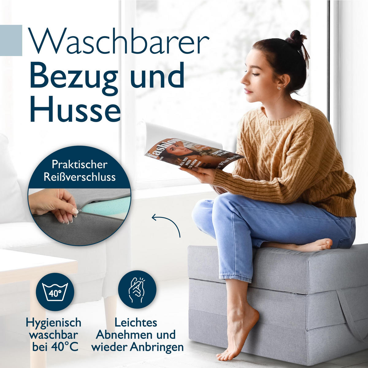 VISCO KLAPPMATRATZE VS95 201/100/14 cm Grau - Grau, Textil (100/201cm) - Beautissu 