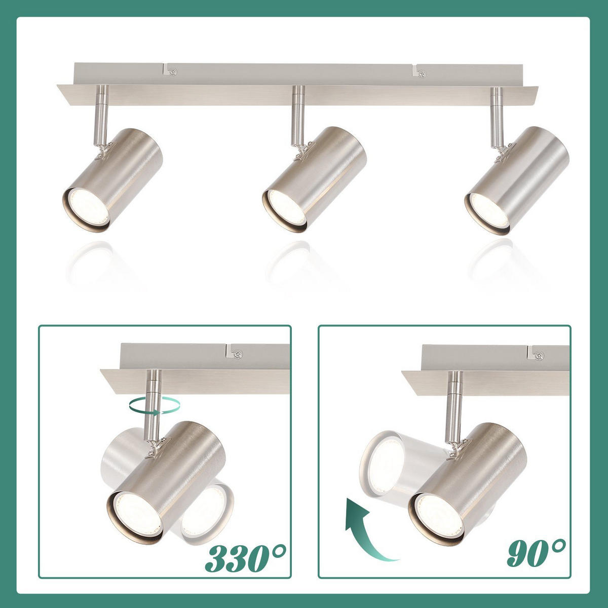 DECKENSTRAHLER Robb 16.5/5.5/4.7cm - Silberfarben, Metall (16.5/5.5/4.7cm) - ZMH
