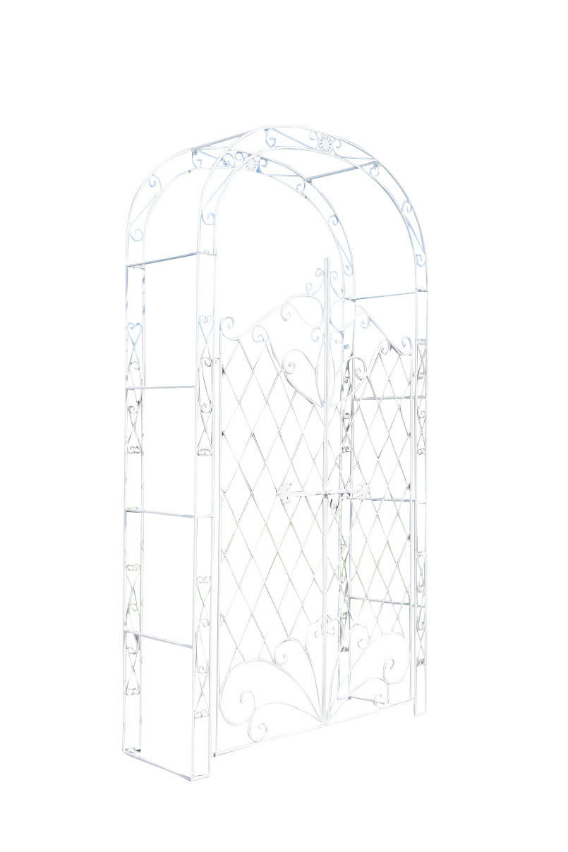 ROSENBOGEN Minden Tor 120x40x220cm Metall Antik-Weiß Rankhilfe - Weiß, Metall (120/220/40cm) - DELUKE