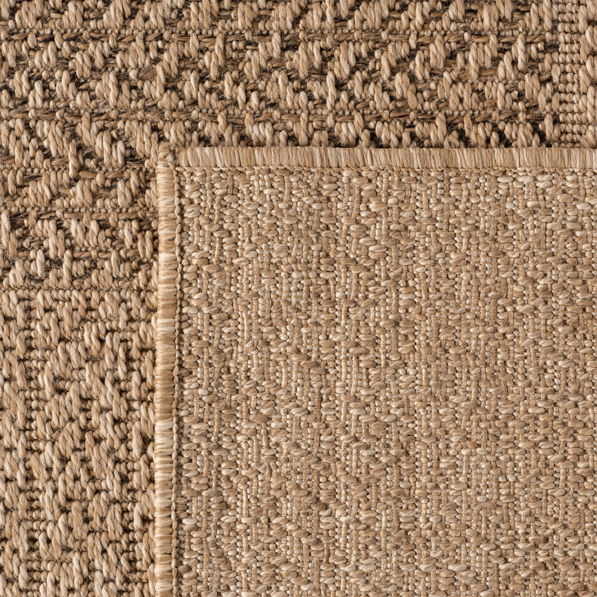 TEPPICH In-/Outdoor Jute-Optik Flachgewebe Kariert Polypropylen Beige Rechteckig 200x290 - Beige, Textil (200/290cm) - KADIMA DESIGN
