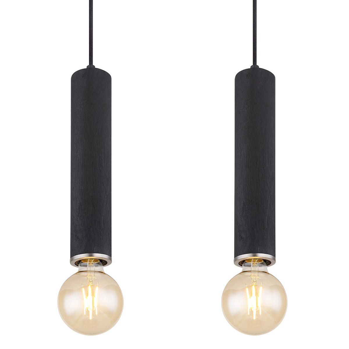 LED HÄNGELEUCHTE Metall Holzoptik Schwarz 4-flammig - Schwarz, Holz (93/10/120cm) - Globo Lighting