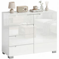 SIDEBOARD Weiß Hochglanz, 4 Schubladen, 1 Tür, 100/40/80 cm - Weiß Hochglanz, Holz (100/80/40cm) - PANGIVO