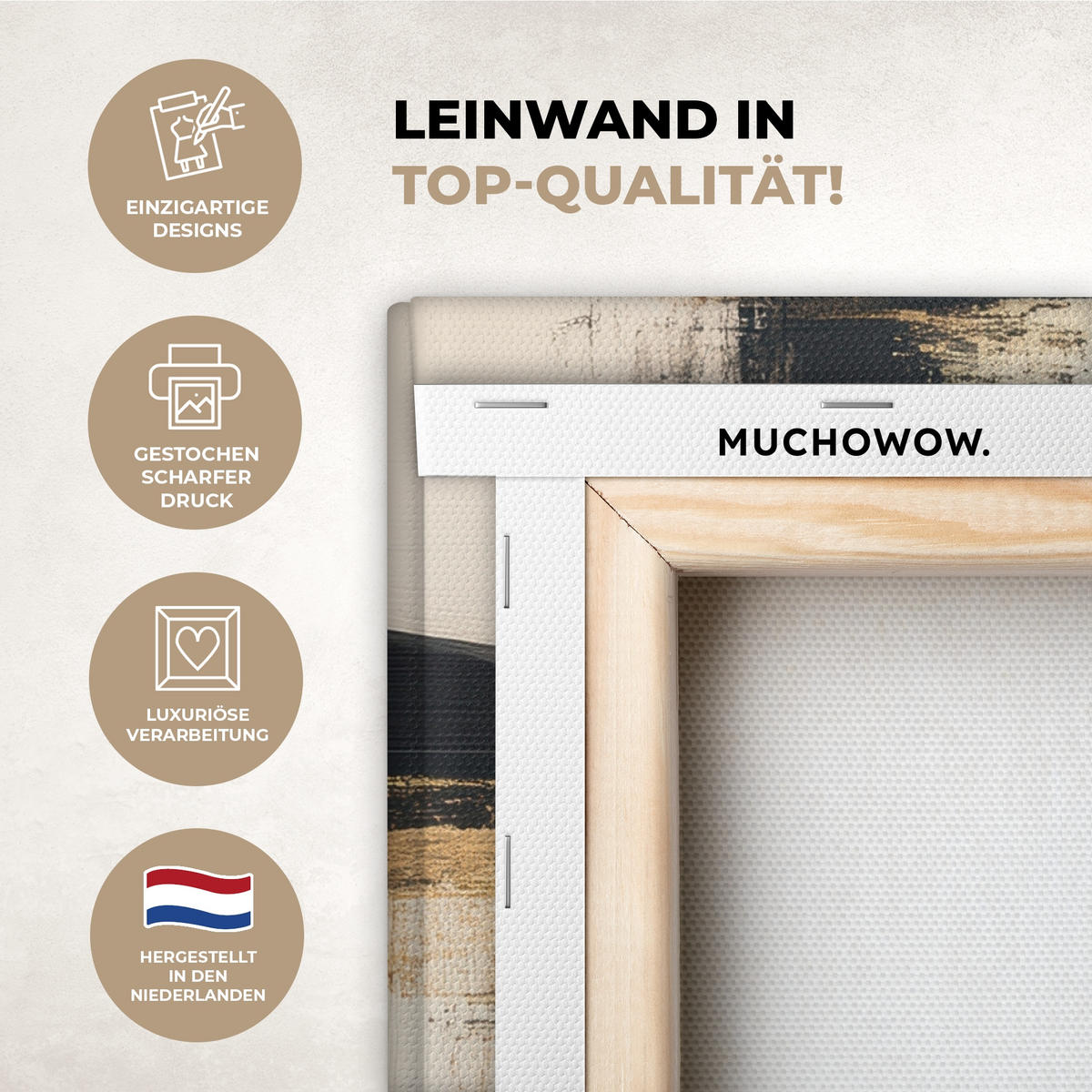 LEINWANDBILD Frau - Hut - Farbe 50x50 cm - Goldfarben, Textil (50/50cm) - MuchoWow