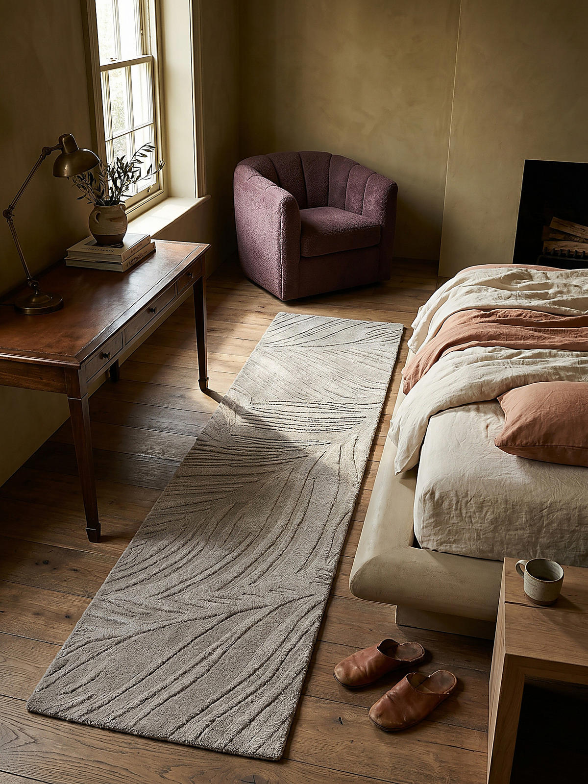 WOLLTEPPICH LEVEN, floral, Grau, 60 x 230 cm - Grau, Textil (230/60cm) - KADIMA DESIGN