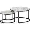 COUCHTISCH 2er-Set, Beistelltisch mit Metallgestell, stapelbar Sofatisch Grau - Hellgrau/Schwarz, Kunststoff (78.5/78.5/46.5cm) - HOMCOM