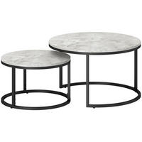 COUCHTISCH 2er-Set, Beistelltisch mit Metallgestell, stapelbar Sofatisch Grau - Hellgrau/Schwarz, Kunststoff (78.5/78.5/46.5cm) - HOMCOM