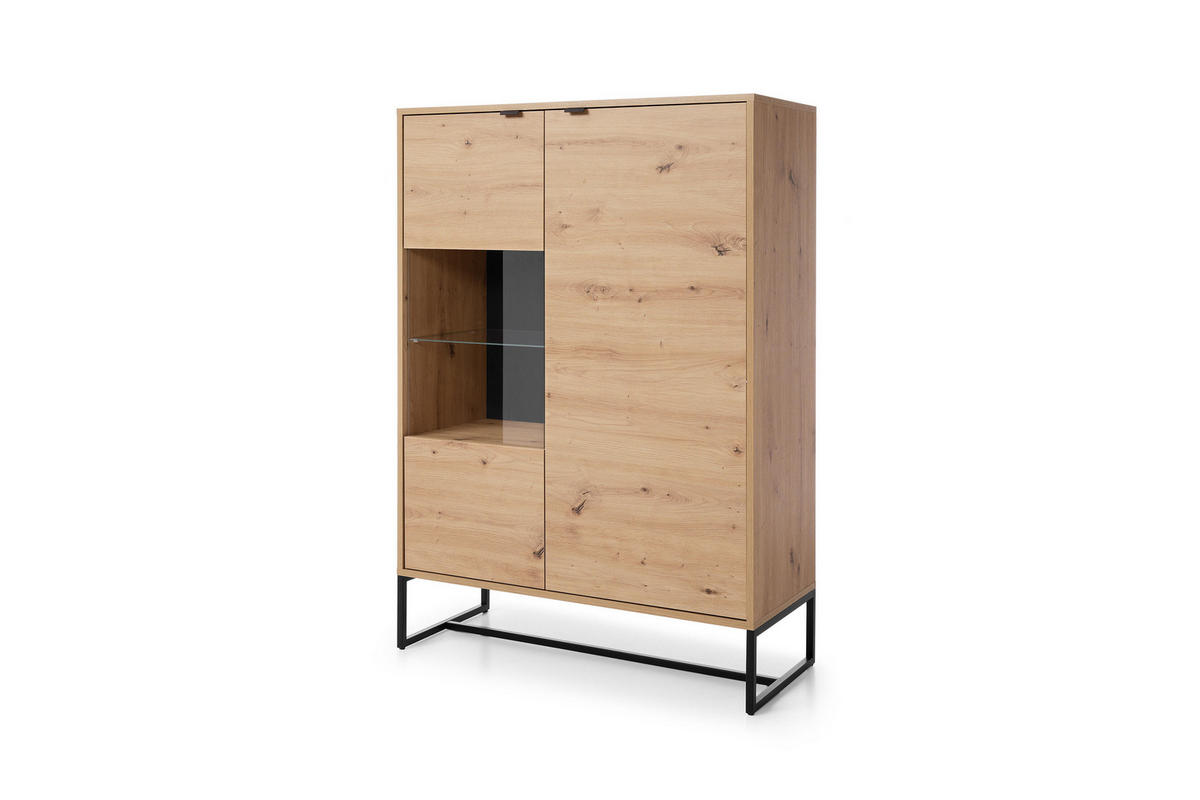 VITRINENSCHRANK BEIGE - Beige, Holzwerkstoff (93/133/39cm) - FURNLUX