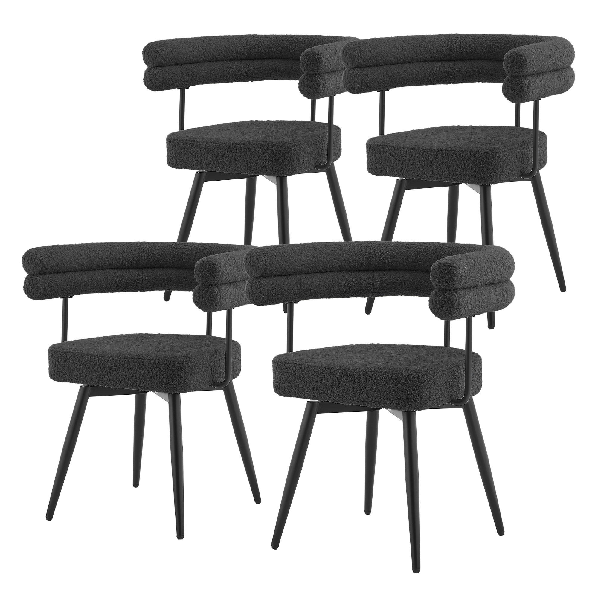 ML-DESIGN JÍDELNÍ ŽIDLE otočné, sada 4 ks, tmavě šedá, plyšová látka
