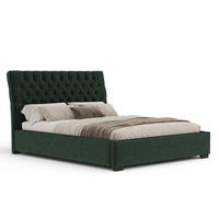 POLSTERBETT Vezzola Dunkelgrün 180/200 cm im Chenille-Stoff - Dunkelgrün/Schwarz, Holz/Holzwerkstoff (180/200cm) - Maison de Reve