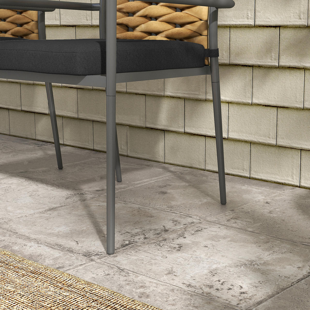 STAPELSESSEL 2er-Set wetterbeständig modernes Design, 57 x 58 x 87cm - Schwarz, Metall (57/87/58cm)