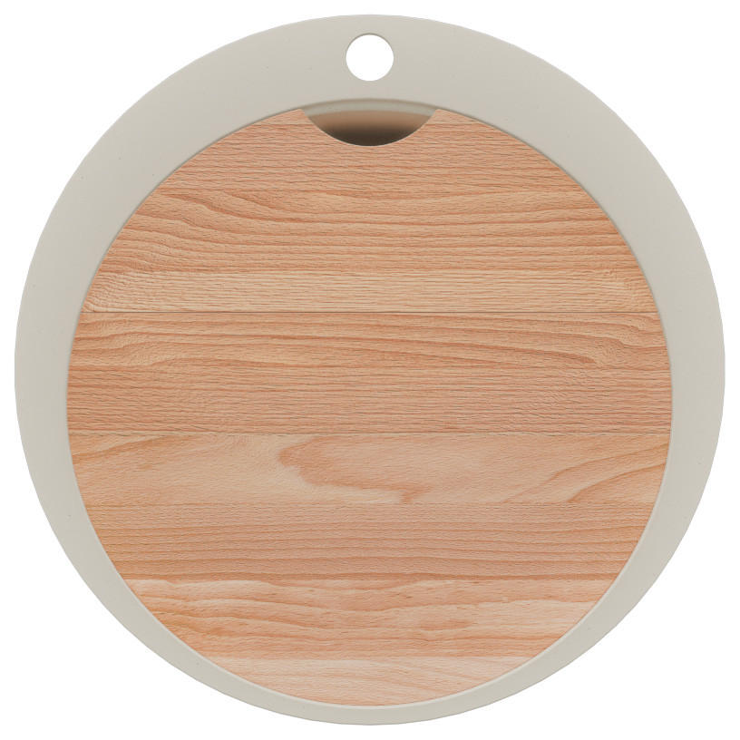 SPÜLBECKEN RUND Pisa Max, 2-er set Beige 53/53 cm 1 Becken + Ablauf-Set + Schneidebrett ab 50er Unterschrank - Beige, Kunststoff (53/20/53cm) - Primagran