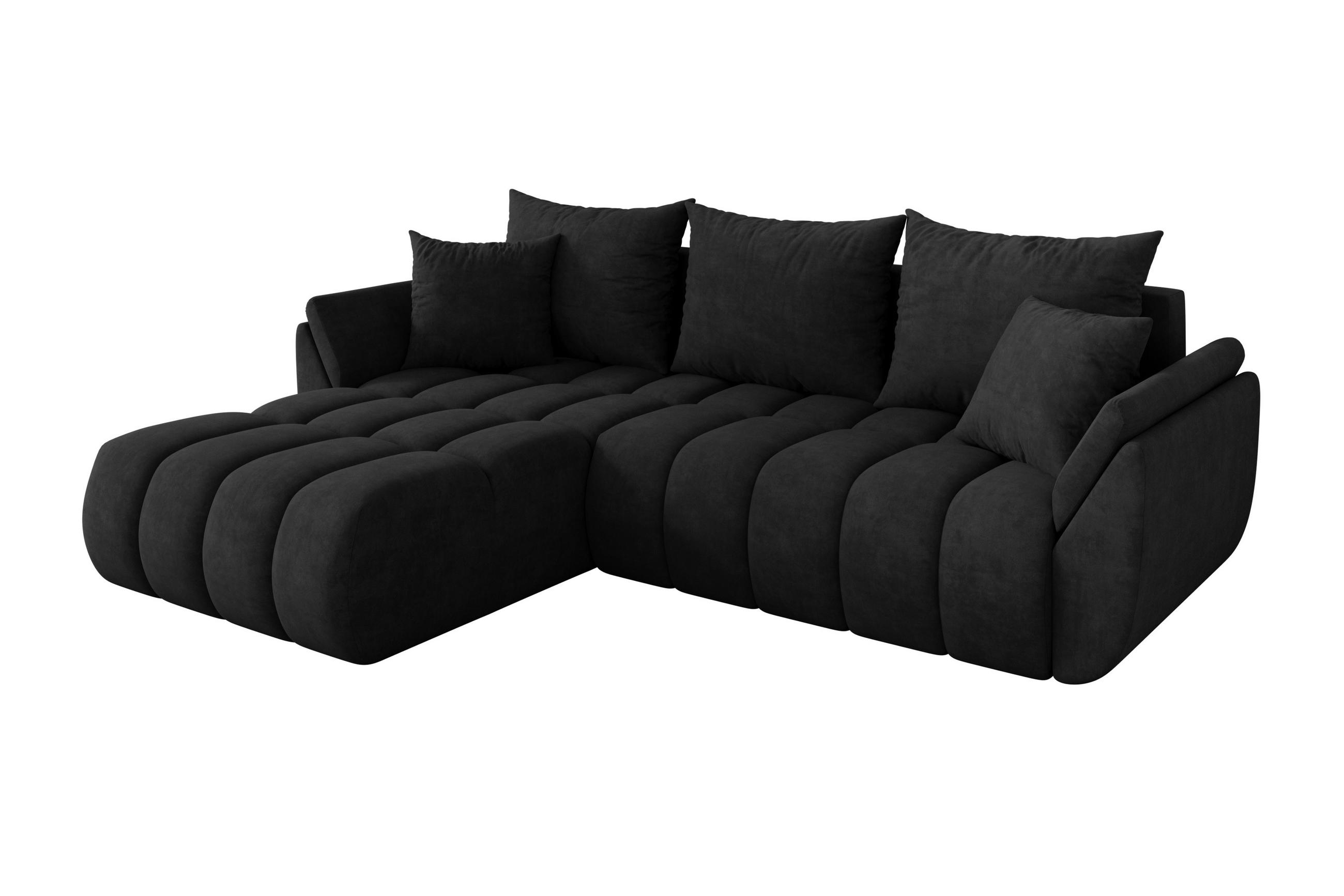 ALTDECOR ROHOVÁ SEDAČKA s funkcí spaní, otoman vlevo TOKO-L-v1 277x194x86 černá velur