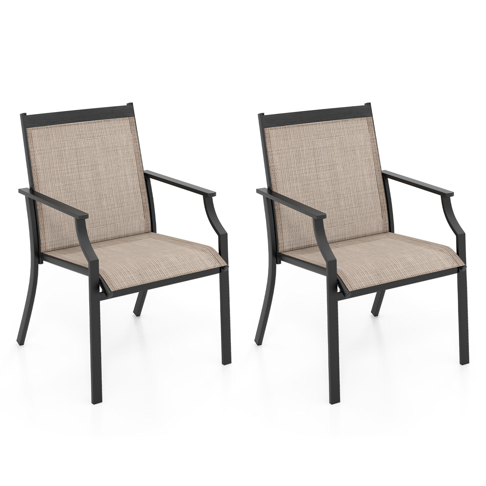 GARTENSTÜHLE Kaffee(2er-Set) - Braun, Metall (61/90/66cm) - COSTWAY