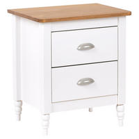 NACHTTISCH Weiß/Silber/Heller Holzfarbton Shillington - Hellbraun/Silberfarben, Holz (46/52/35cm) - Beliani