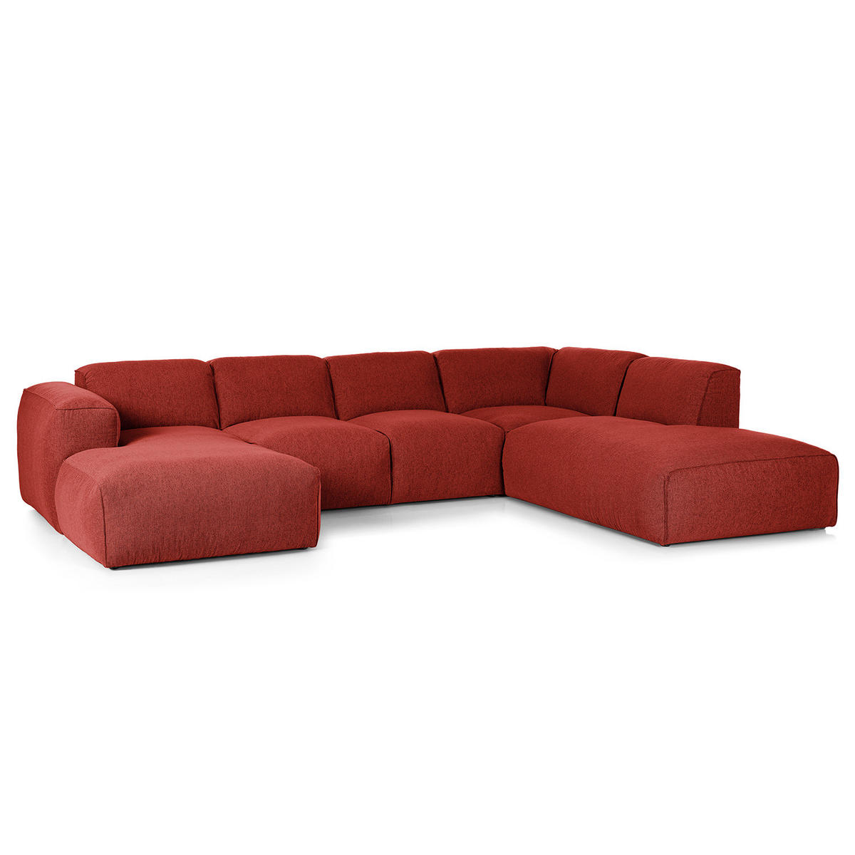 WOHNLANDSCHAFT mit Longchair - Rot/Schwarz, Kunststoff/Textil (325/71/235cm) - home24