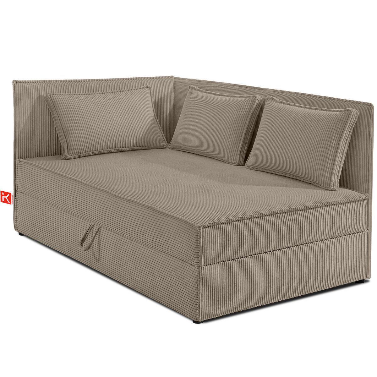 JUGENDBETT ROTI Einzelbett mit Bettkasten, 90x200cm, Bett mit Bonellmatratze, mit Rückenlehne - Beige/Schwarz, Holz/Holzwerkstoff (92/200cm) - KONSIMO®