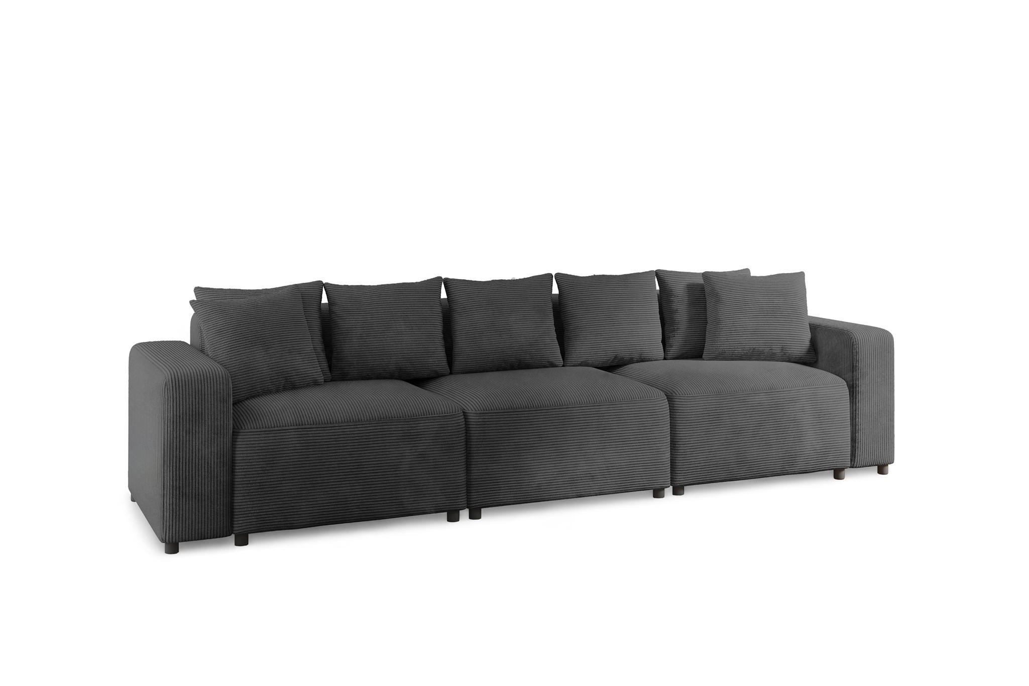 SOFA Megan 3-sitzer In Poso - Dunkelgrau, Holzwerkstoff/Textil (327/75/98cm) - Fun Möbel