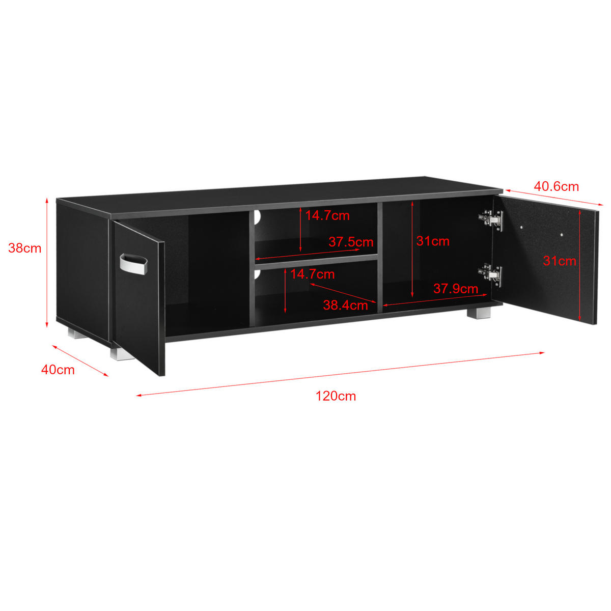 LOWBOARD Laugar - Schwarz, Holzwerkstoff (120/38/40cm) - [en.casa]
