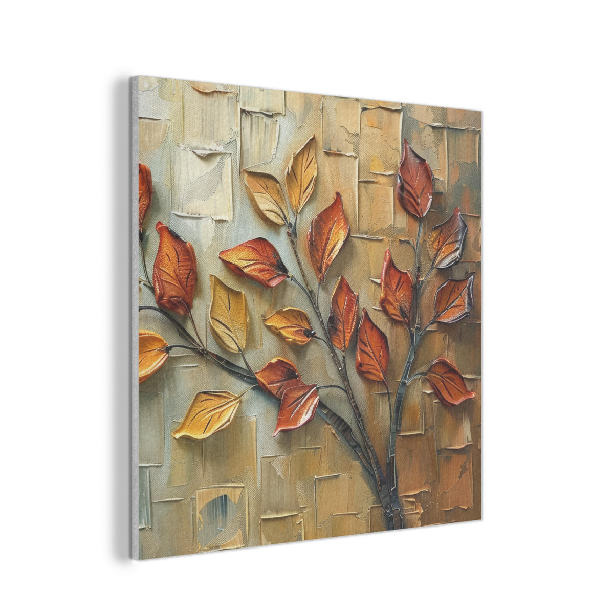 AKUSTIKPANEEL Baum - Abstrakt - Natur - Kunst 90x90 cm - Goldfarben, Textil (90/0.9/90cm) - MuchoWow