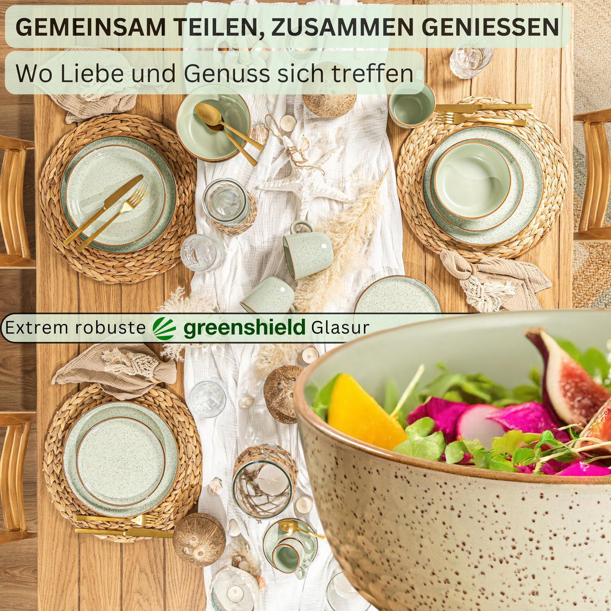 SCHALEN SET RIO MINZE - 4 teilig aus Steingut - Grün, Keramik (20cm) - Sänger