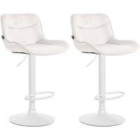 BARHOCKER 2er Set Vulcano Samt weiß creme - Naturfarben/Weiß, Textil/Metall (49/106/51cm) - TPFLiving