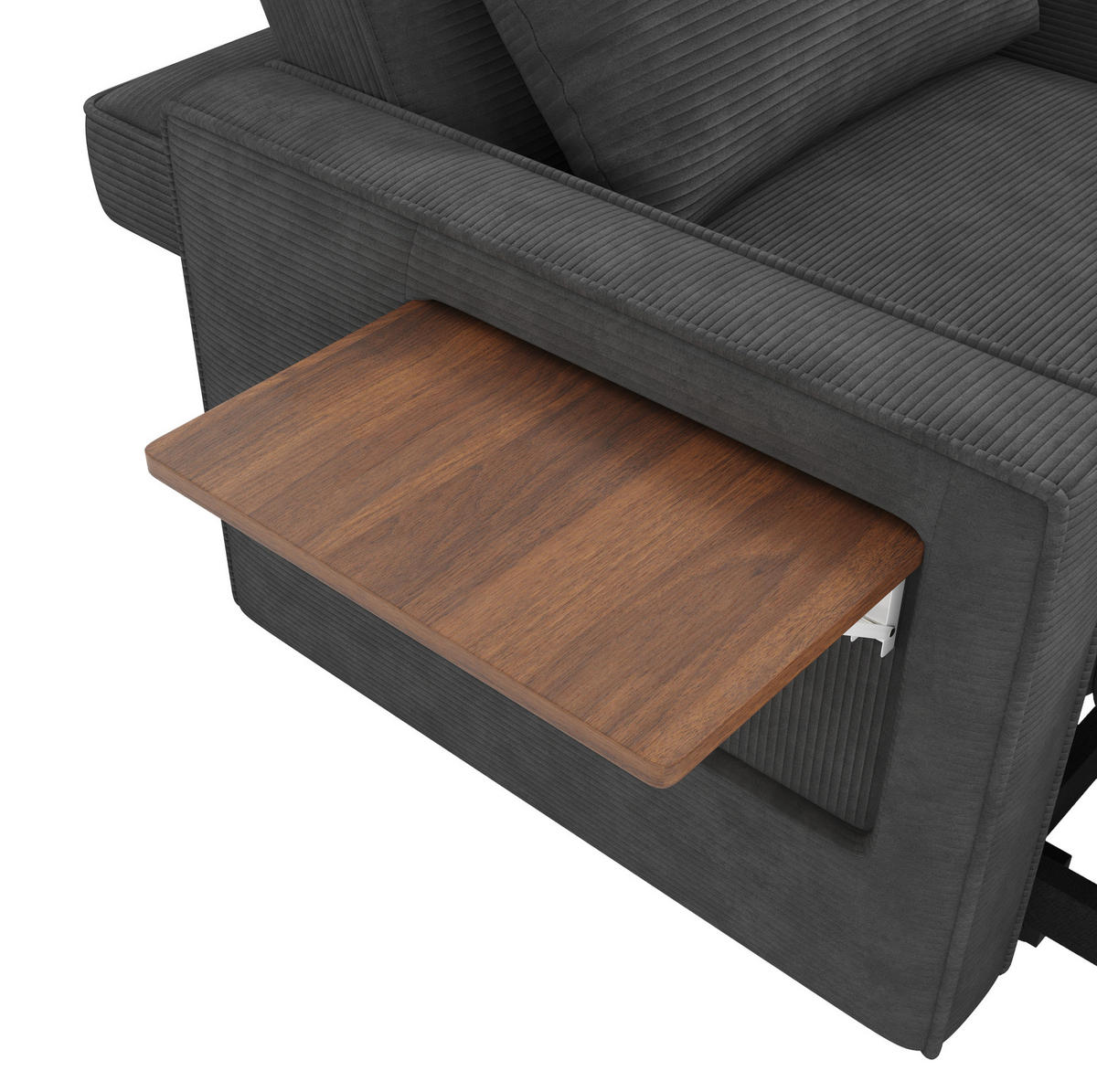 SCHLAFSOFA multifunktional 1-Sitzer 93 x 150 cm Cord Gray - Grau, Metall (150/85/93cm) - Meubliv