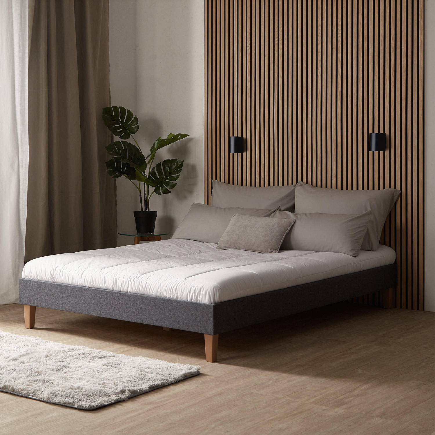 POLSTERBETT mit Lattenrost 140/200 cm in Grau - Grau, Textil (140/200cm) - Homestyle4u