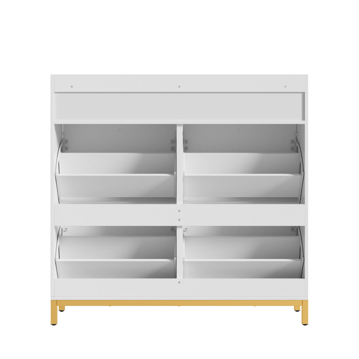 SCHUHSCHRANK 106.5x25x107cm Weiß mit 4 Klappen, 2 Schubl. - Weiß, Holzwerkstoff (106.5/107/25cm) - FLIEKS