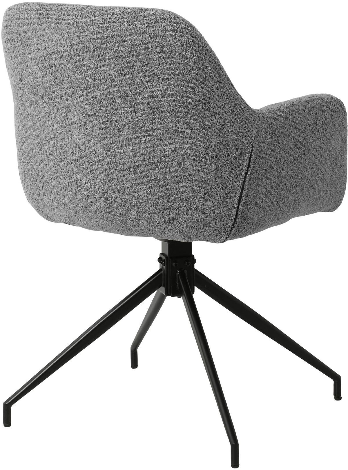 ARMLEHNENSTUHL Stoff Grau - Schwarz/Grau, Textil/Metall (58/85/60cm) - CLP