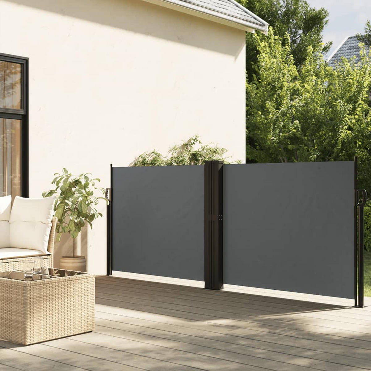 SEITENMARKISE Ausziehbar Anthrazit 140x1000 cm - Silberfarben, Metall (1000/140cm) - furnicato