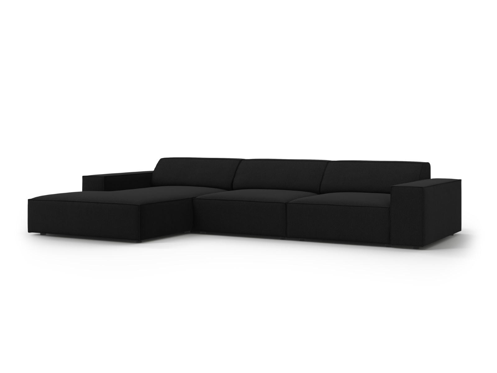 ECKSOFA links Jodie aus strukturiertem Stoff schwarz 4 Sitzplätze - Schwarz, Textil (166/284cm) - Micadoni