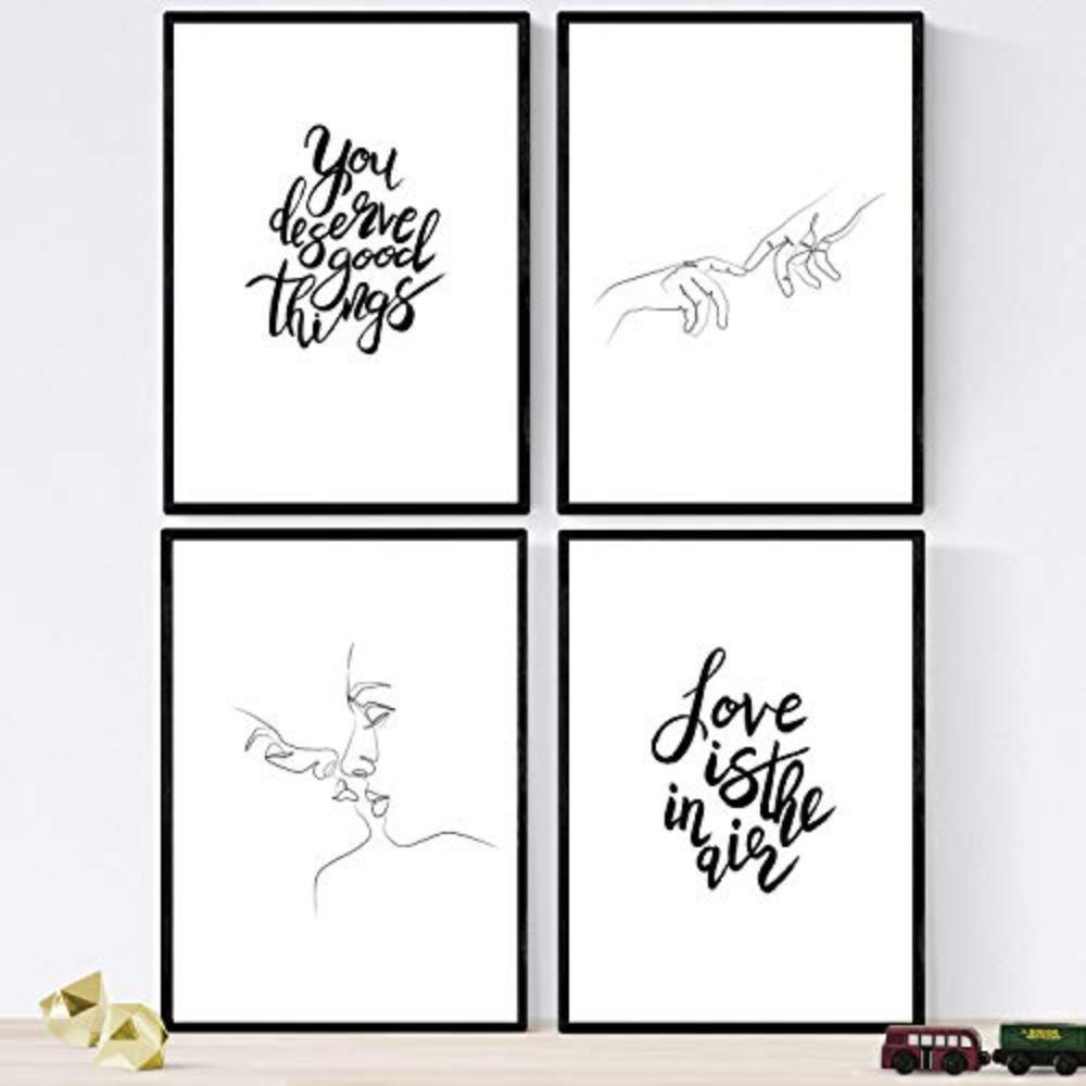 POSTER Set mit 4 ‚Liebe in der Luft‘ A4 Rahmenlos - Klar, Papier (29.7/3cm) - Nacnic