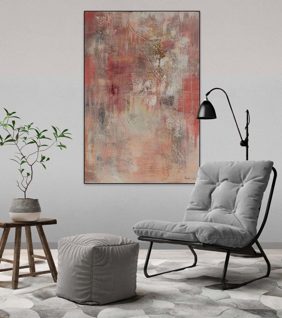 ACRYLBILD HANDGEMALT 80/120 cm - Pink/Rot, Holz/Textil (2.16/120cm) - KUNSTLOFT