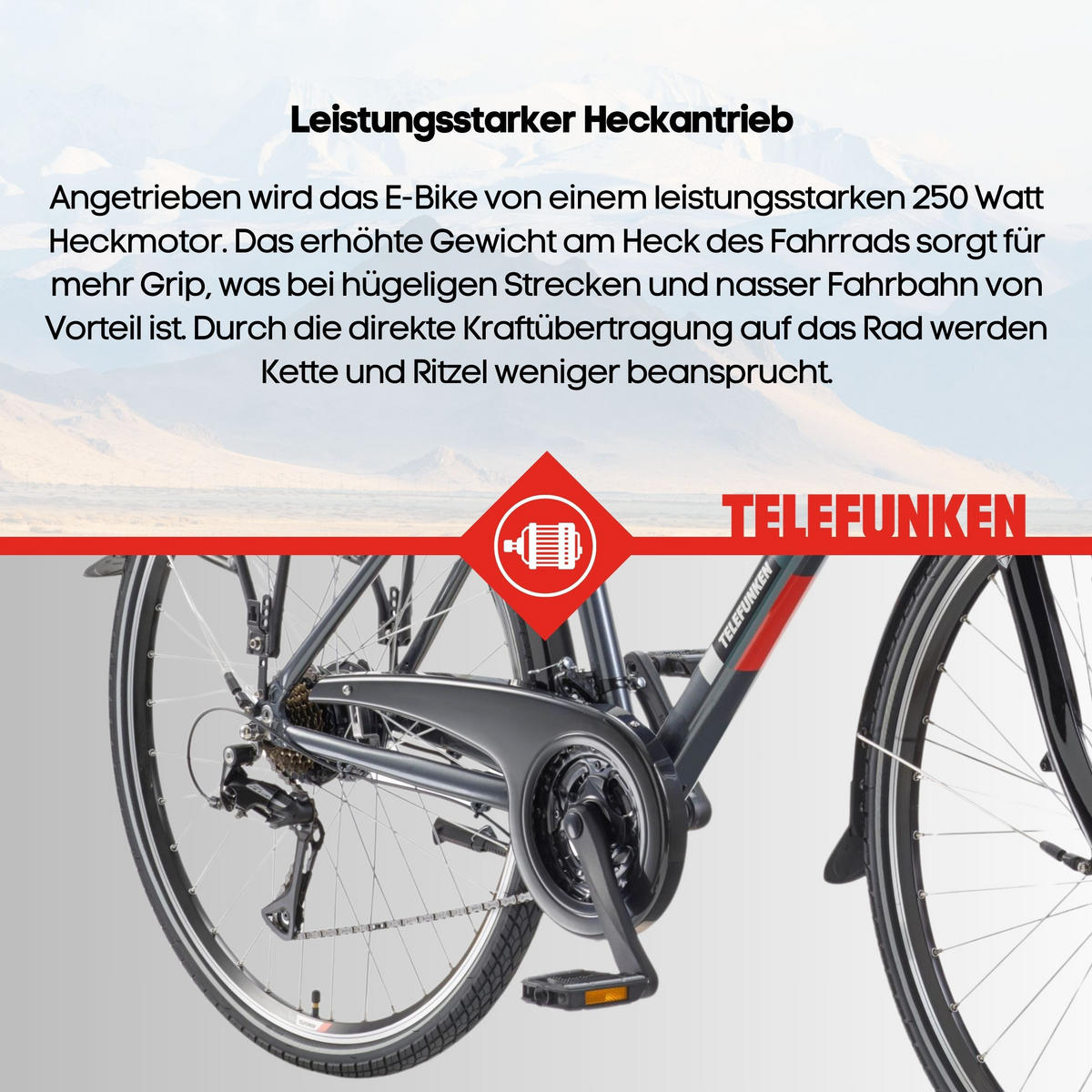 E-BIKE XT485 Trekking Elektrofahrrad 21-Gang Shimano Kettenschaltung, Pedelec, 14,5Ah, 37V Akku - Anthrazit, Metall (112cm) - Telefunken