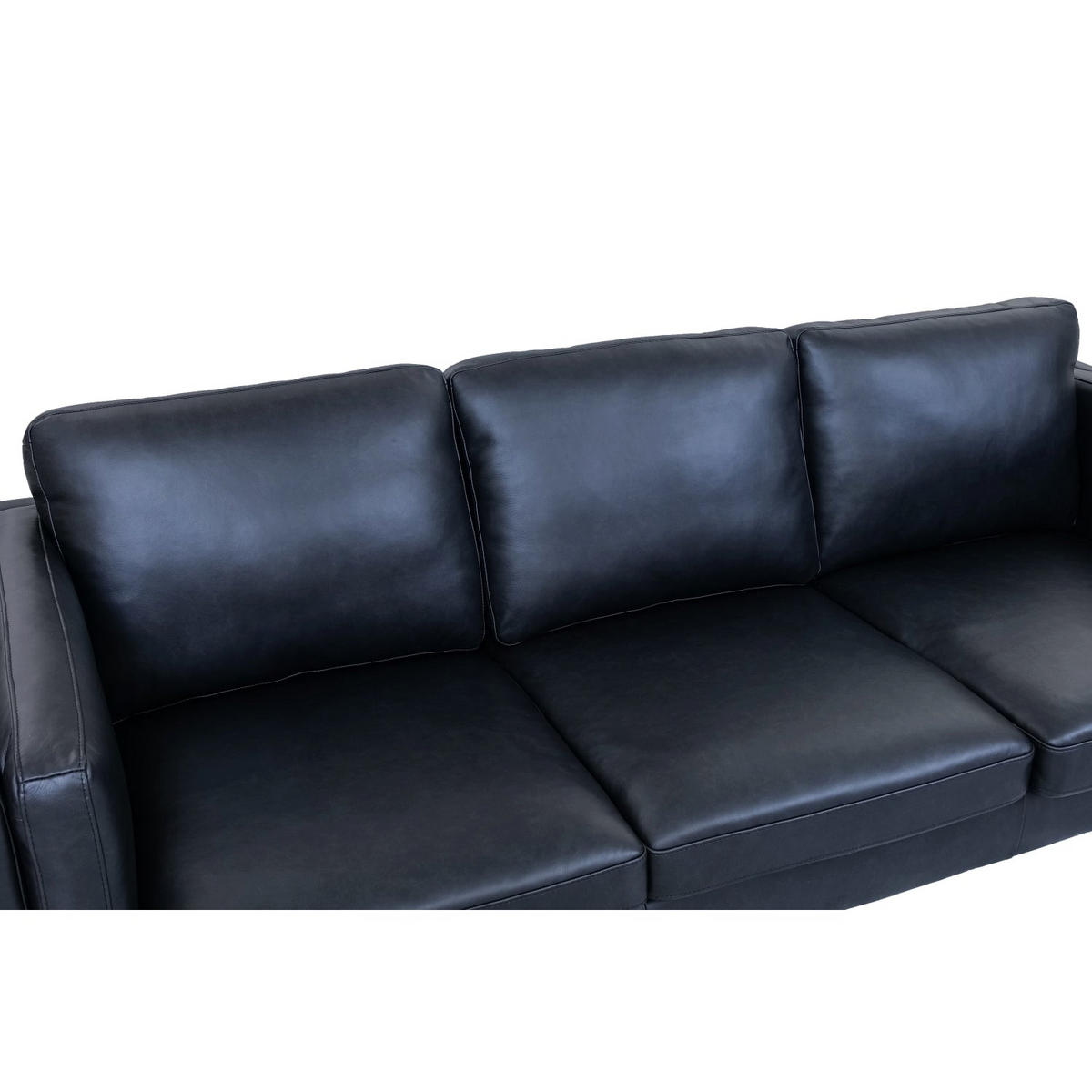 DREISITZER-SOFA Echtleder Schwarz - Schwarz, Leder/Metall (220/83/88cm) - Furnhouse