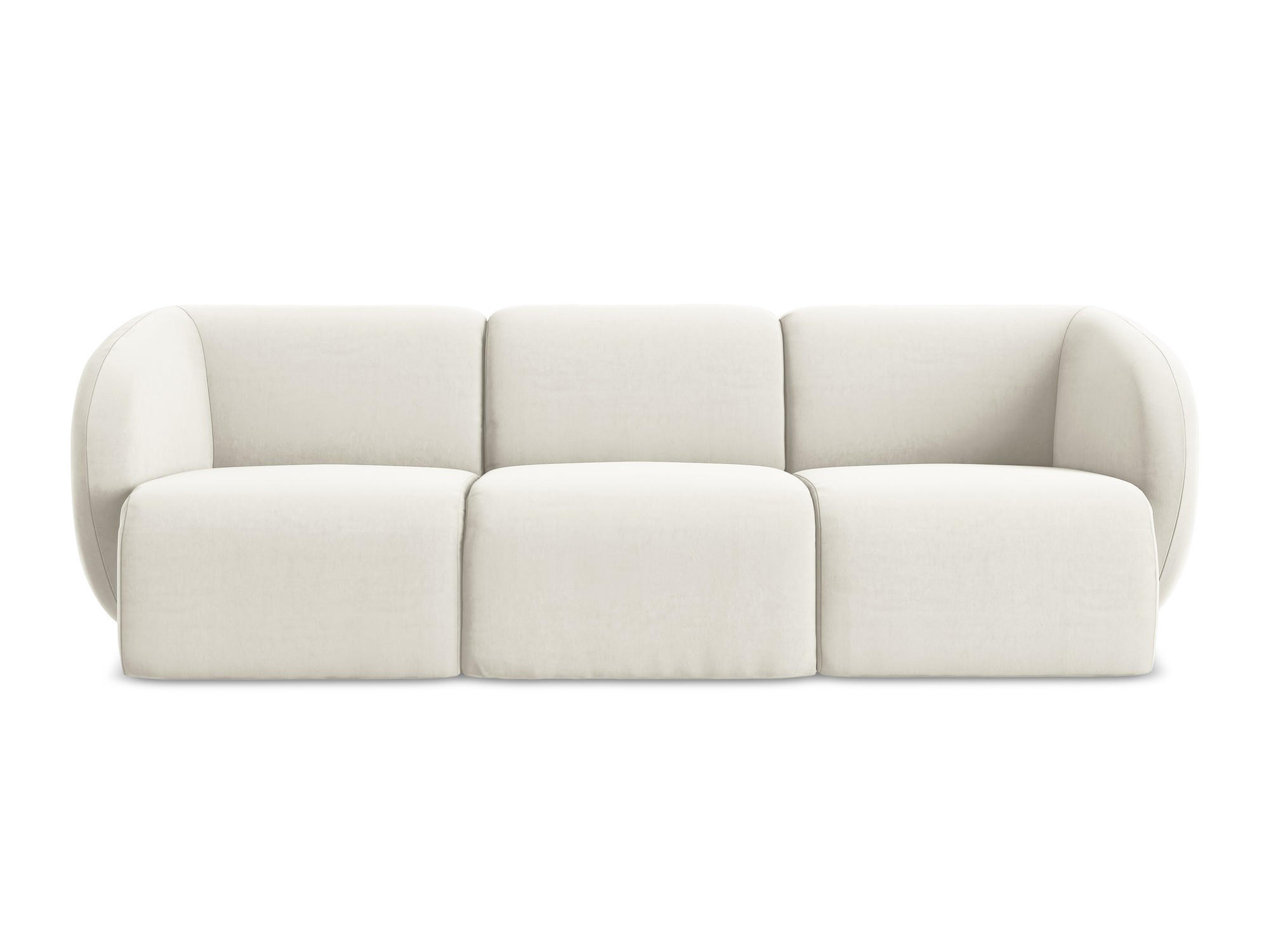 3-SITZER SOFA Samt Stoff Beige - Creme/Schwarz, Holzwerkstoff/Kunststoff (244/75/94cm) - Makamii