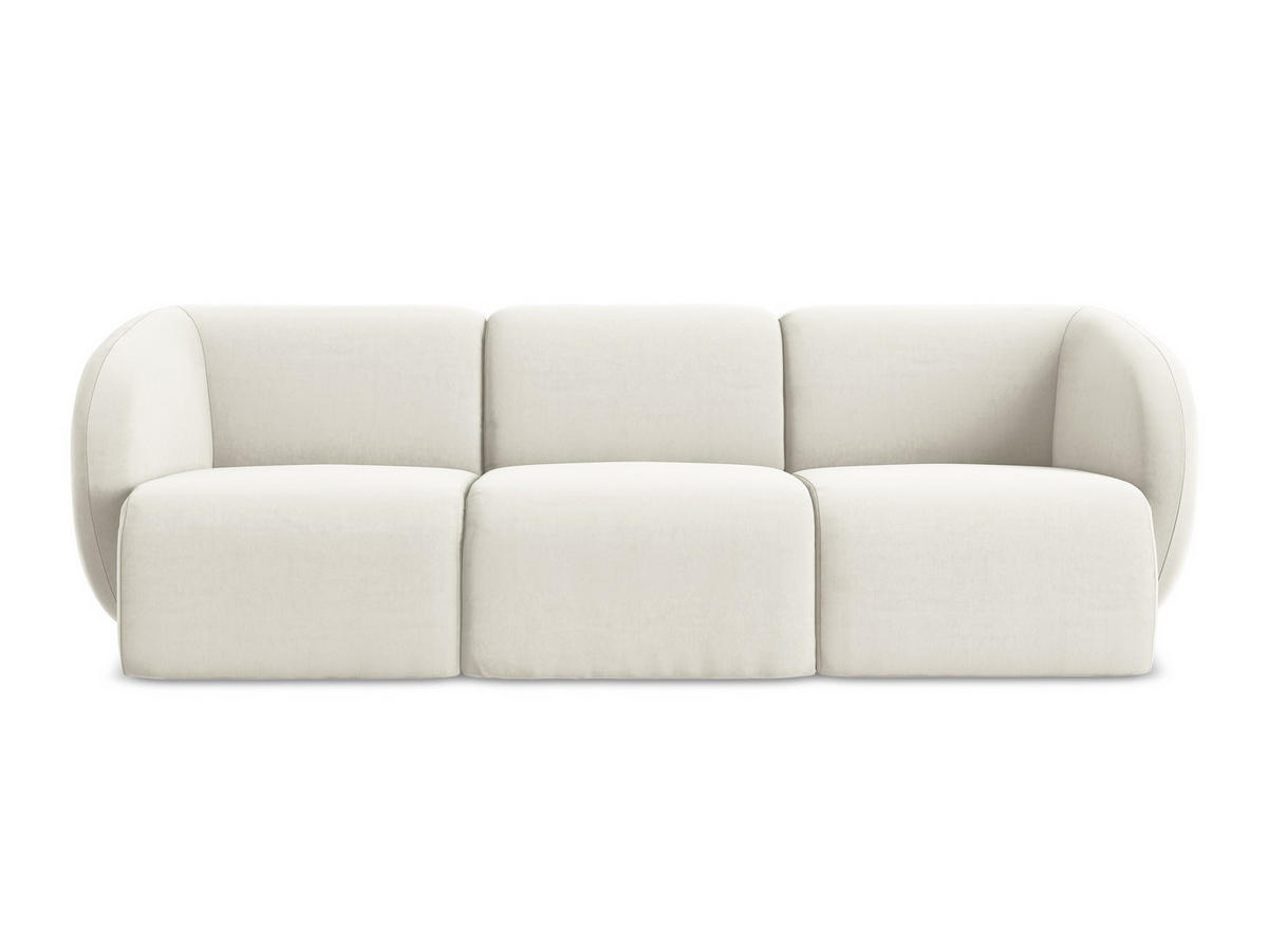 3-SITZER SOFA Samt Stoff Beige - Creme/Schwarz, Holzwerkstoff/Kunststoff (244/75/94cm) - Makamii